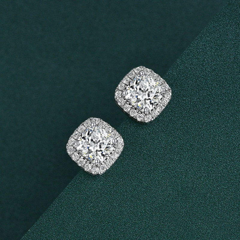 Boucles d'oreilles percées carrées diamant blanc de luxe 💎