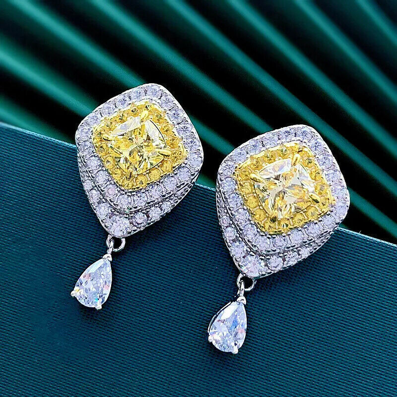 Boucles d'oreilles percées en forme de losange jaune tendance💎