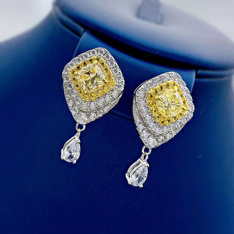 Boucles d'oreilles percées en forme de losange jaune tendance💎