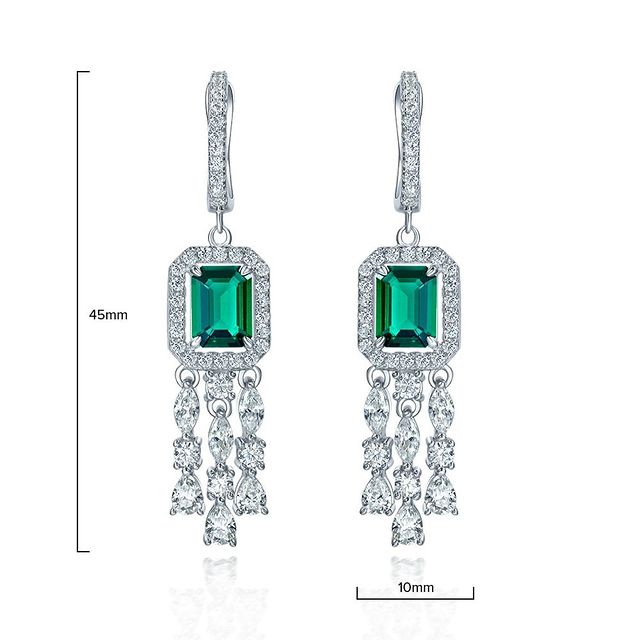 Boucles d'oreilles percées rectangle vert émeraude💎