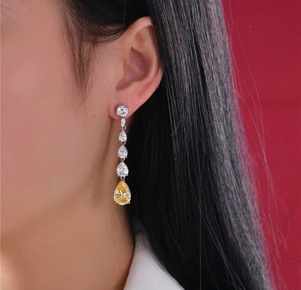 Boucles d'oreilles percées jaune saphir raffinées💎