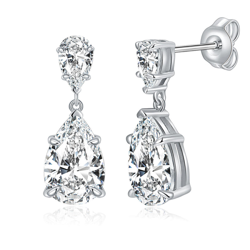 Boucles d'oreilles goutte d'eau en argent sterling 925 à haute teneur en carbone💎