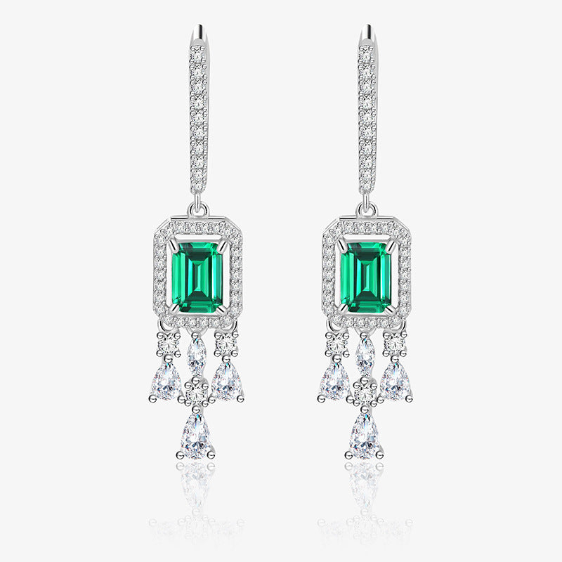 Boucles d'oreilles percées rectangle vert émeraude💎