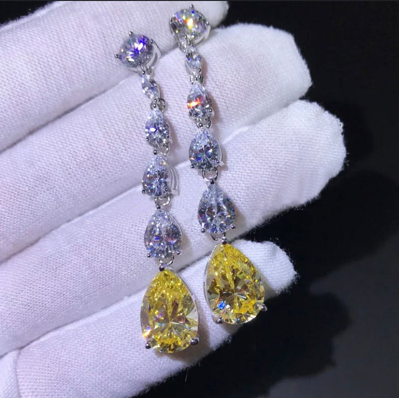 Boucles d'oreilles percées jaune saphir raffinées💎